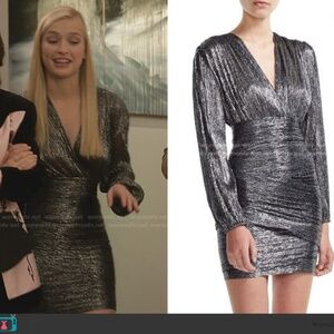 Maje Black Metallic Shimmer Mini-Dress Size 40 6/8 Camille Emily In Paris